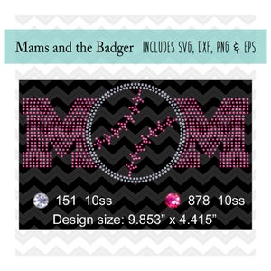 Baseball Mom, Rhinestone Template, Baseball Bling svg, Rhinestone svg, baseball cut file, Silhouette Cameo, Cricut Download,Iron On Cut File