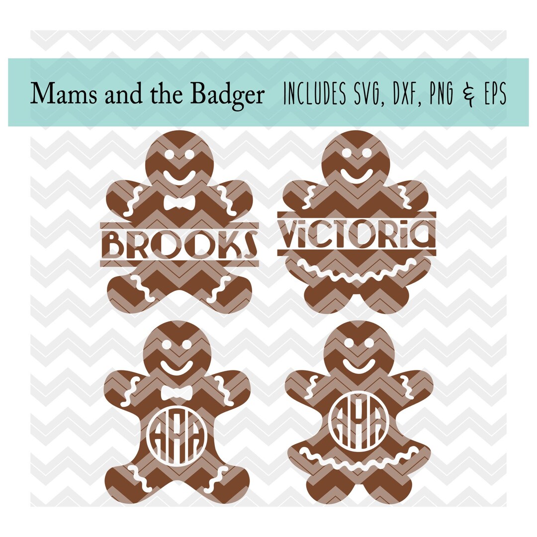 Gingerbread Man Svg, Christmas Cookie Svg, Split Monogram File, Ginger ...