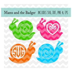 Schnecke Monogramm Rahmen, süße Schnecke ClipArt, Kinderzimmer Wandkunst, wirbelnde Herz-Datei, Silhouette Cameo, Design-Raum, Cricut Download, Dxf Png eps