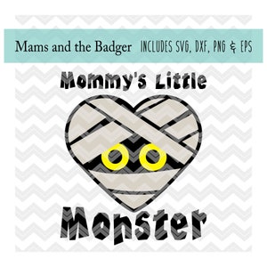 Mamma&#39;s Little Monster, Mummy Baby Heart, Halloween Stampabile, Papà&#39;s Monster svg, Trick or Treat svg, Silhouette Cameo, Cricut Design Space