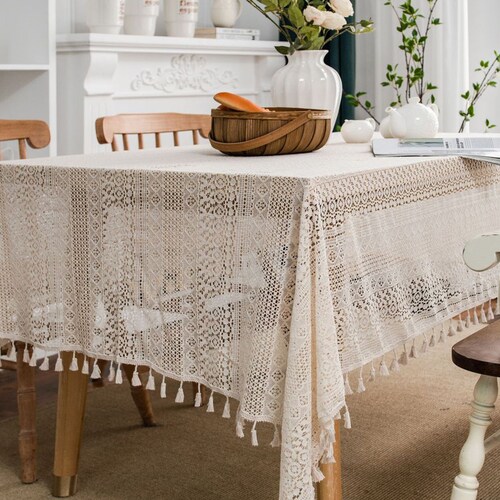 Vintage Lace Tablecloth Dining Table Cloth Cover Topper Cotton Linen Kitchen Vintage Lace Tablecloth Dining Table Cloth Cover Topper Cotton Linen Kitchen