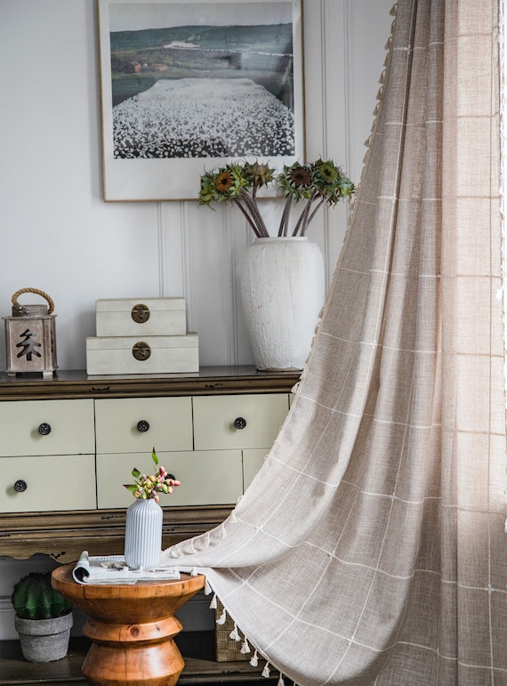 Linen Curtain Bedroom Curtain Translucent Curtains Linen - Etsy