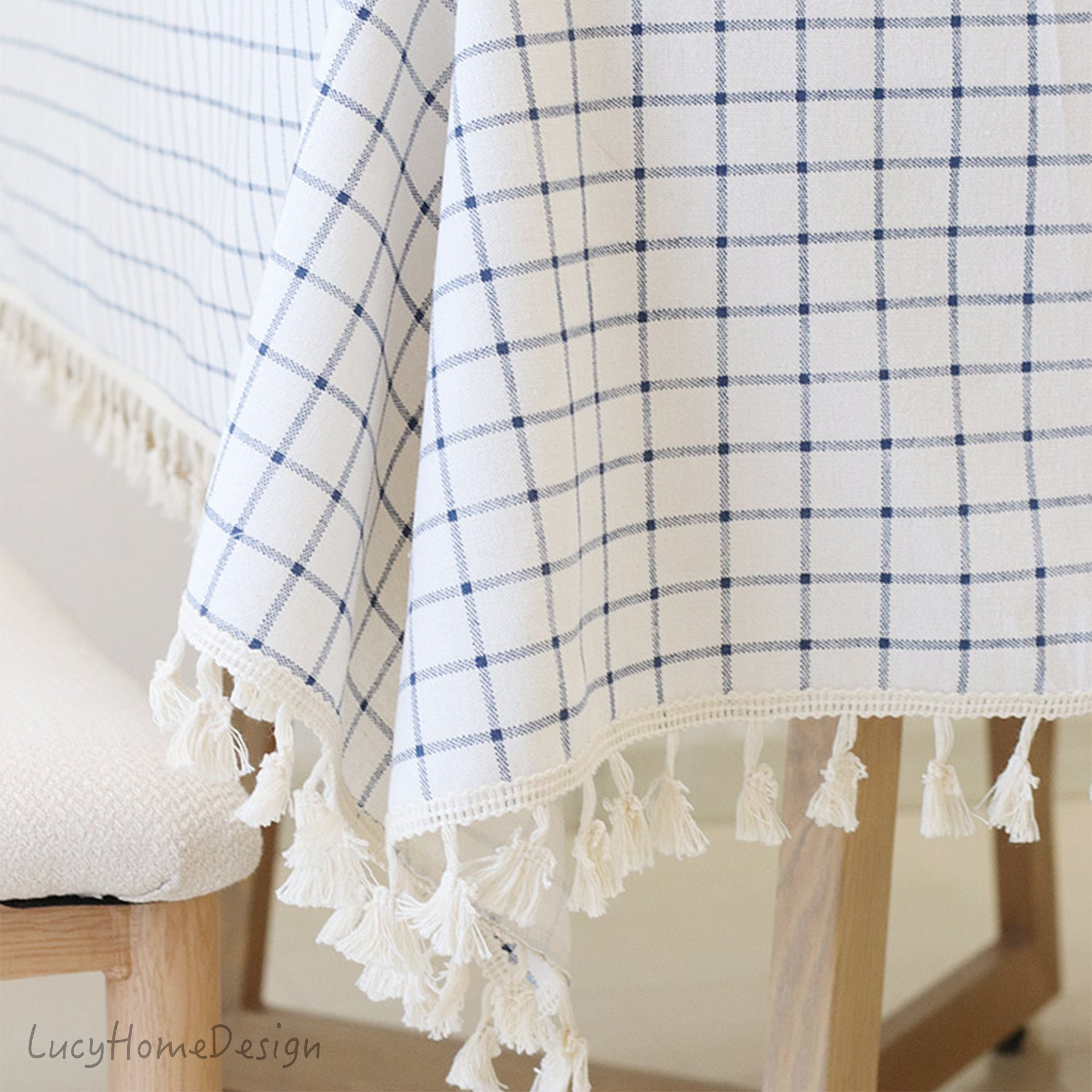 Cotton Linen Table Cloth Tassel Rectangle Tablecloth Etsy