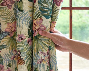 Boho bloemengordijn, draperie landelijke stijl, aangepast formaat