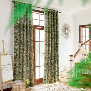 Floral Curtain, Boho Curtains, Countryside Style Drapery, Cotton Linen Curtains, Custom Size Curtain, Linen Curtain Panel, Room Bedroom