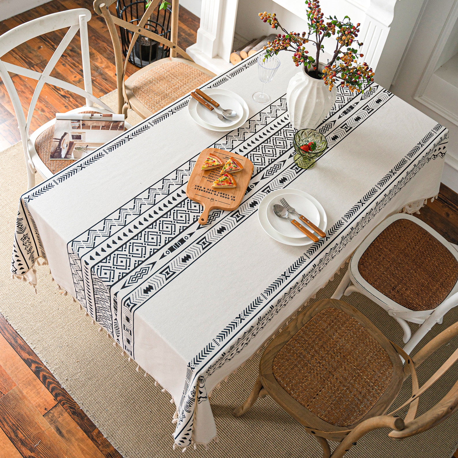 Boho Tablecloths Striped Embroidered Linen Tablecloths Table Etsy