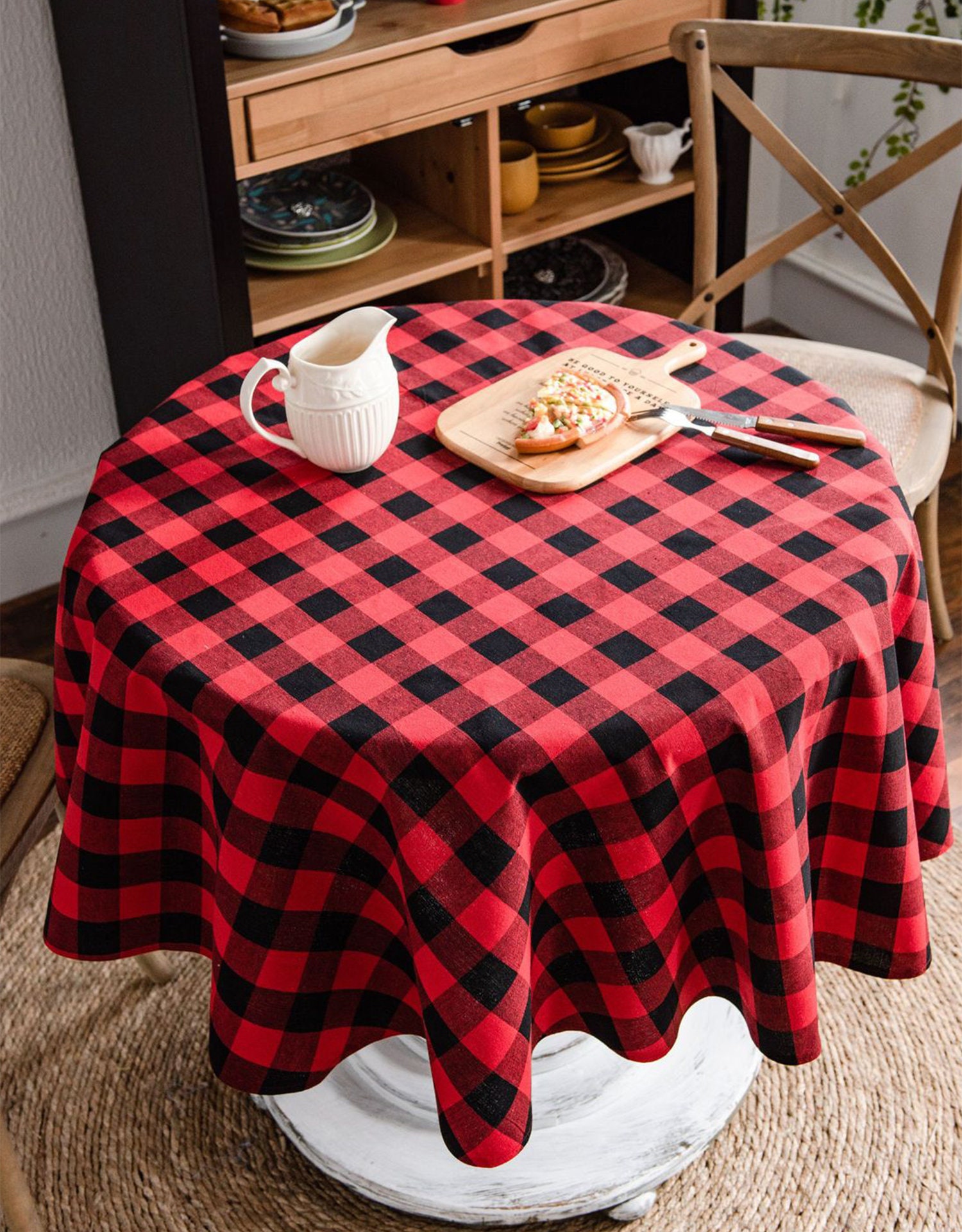 Plaid Tablecloth Linen Tableclothround Linen Etsy UK