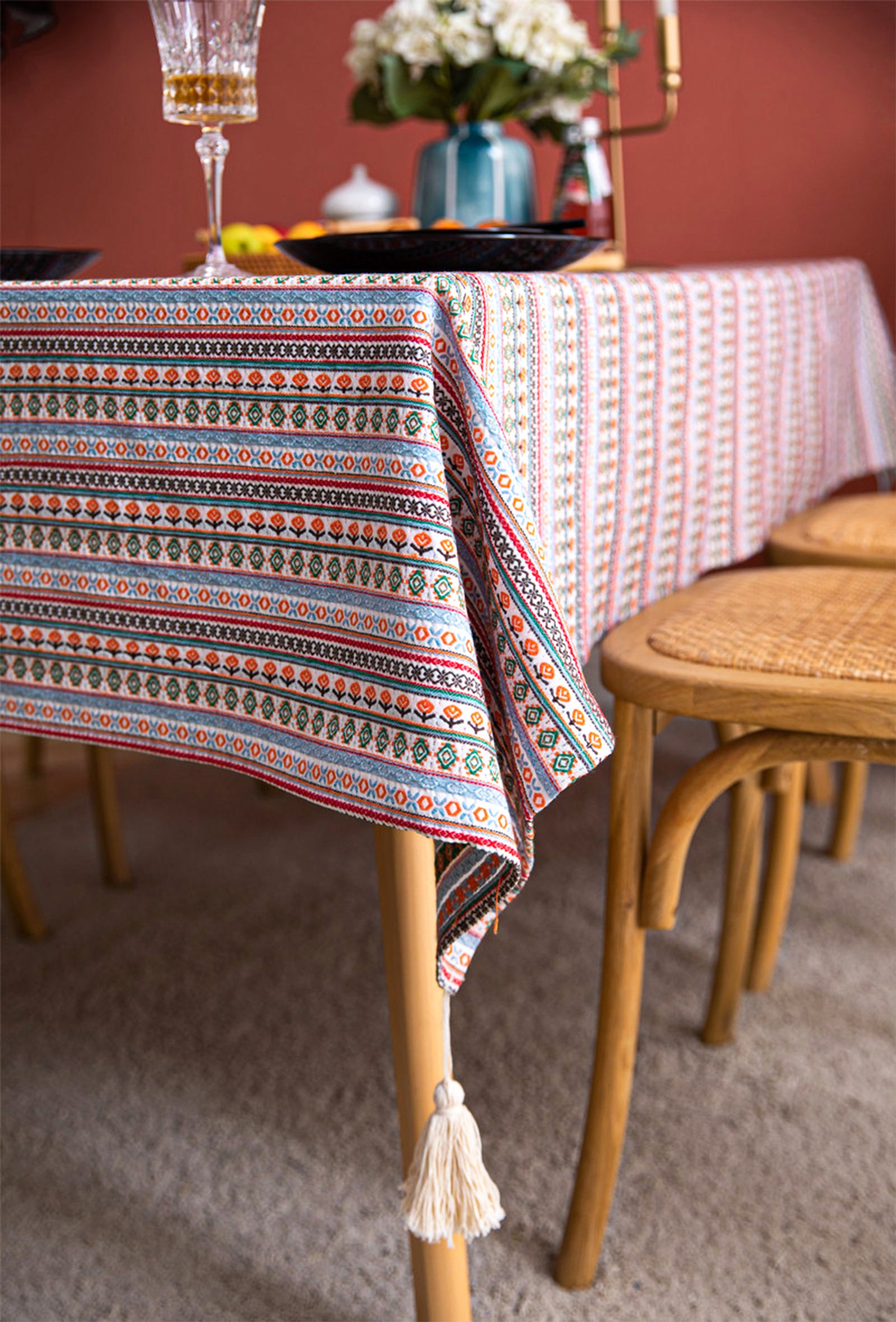 Bohemian TableclothLinen Tablecloth Rustic Table Linen Etsy