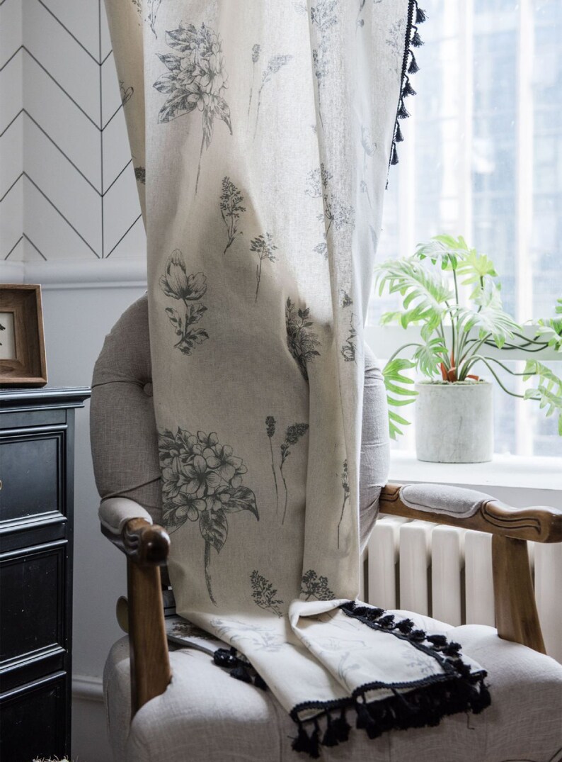 Vintage Curtain Bedroom Curtain Translucent Curtains - Etsy