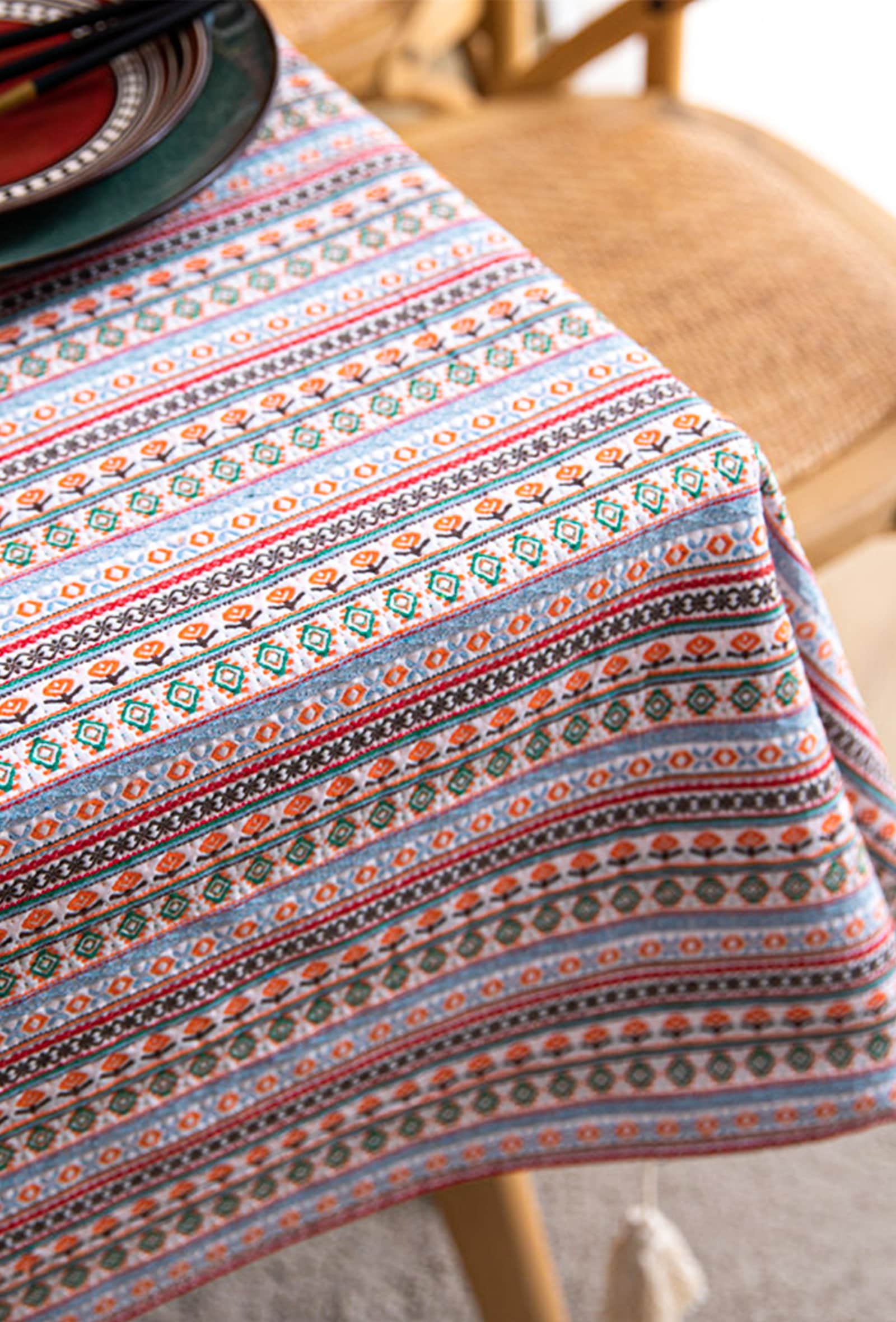 Bohemian Tableclothlinen Tablecloth Rustic Table Linen Etsy UK