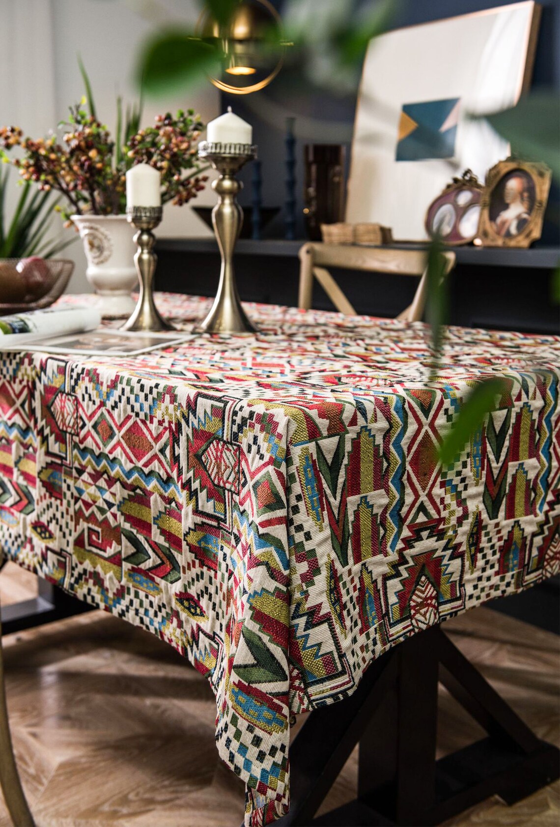 Bohemian Tablecloth Rustic Table Cloth Farmhouse Etsy