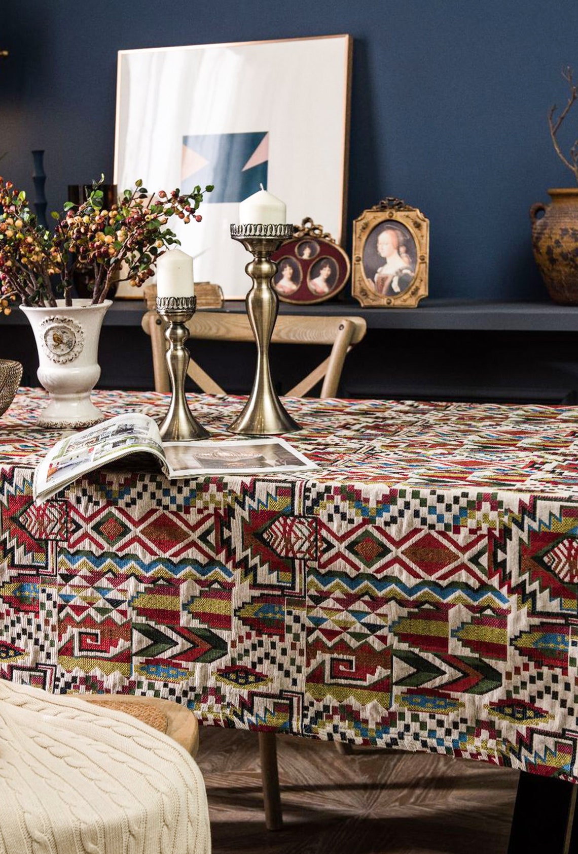 Bohemian Tablecloth Rustic Table Cloth Farmhouse Etsy