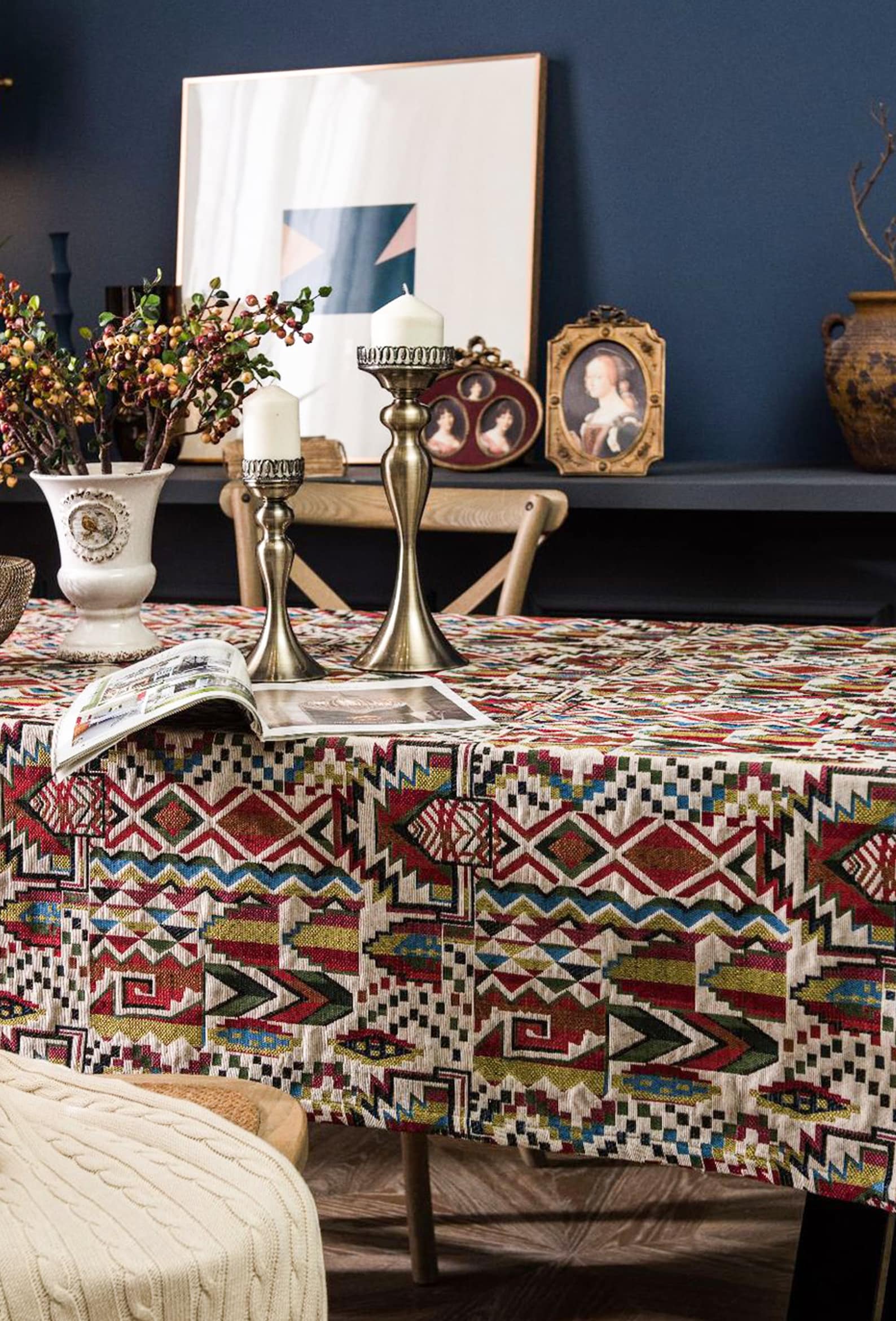 Bohemian Tablecloth Rustic Table Cloth Farmhouse Tablecloth Etsy