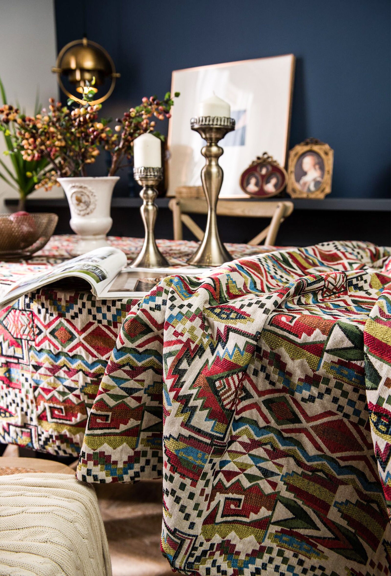 Bohemian Tablecloth Rustic Table Cloth Farmhouse Etsy