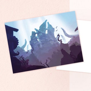 Mermaid Castle | A6 Fantasy Postcard | Art Print | Greeting Card | Home Decor | Wall Art | Miamouz