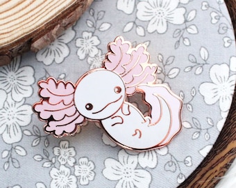 Pink Axolotl Pin | Rosegold Hard Enamel Pin | Kawaii Pin Badge | Aesthetic Birthday Gift for Her | Christmas Present for Him | Miamouz