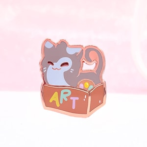 Mischievous Cat in a Box Enamel Pin | Kitty Hard Enamel Pin | Pin Collection | Kawaii Aesthetic Birthday Gift | Christmas Present | Miamouz