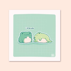 I Frog You 15x15 Art Print | Pastel Square Art Print | Greeting Card | Premium Linen Cardboard | Home Decor | Wall Art | Miamouz