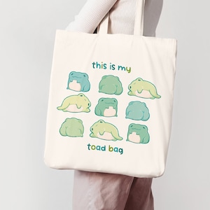 This Is My Toad Bag | Cute Frog Tote Bag 100% Cotton | Shopping Bag | Jute Bag | Art Purse | Large Shopper | Toad Lovers | Miamouz
