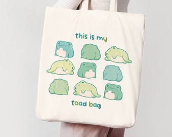 This Is My Toad Bag | Cute Frog Tote Bag 100% Cotton | Shopping Bag | Jute Bag | Art Purse | Toad Lovers | Miamouz