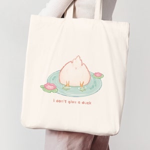 I don't give a duck Bag | Cute Duck Tote Bag 100% Cotton | Shopping Bag | Jute Bag | Art Purse | Large Shopper Duck Lovers | Miamouz