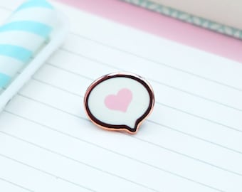 Love Heart Speech Bubble Enamel Pin | Tiny Board Filler Hard Enamel Pin | Kawaii Art | Kawaii Aesthetic Birthday Gift | Christmas Present