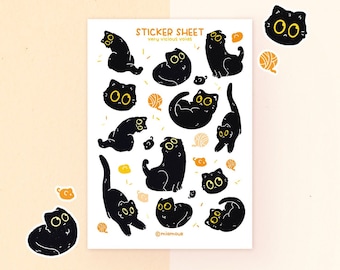 Very Vicious Voids Stickers | A6 Matte Sticker Sheet | Black Cat Sticker | Kitty Vinyl Sticker Sheet | Journaling | Children Illustration