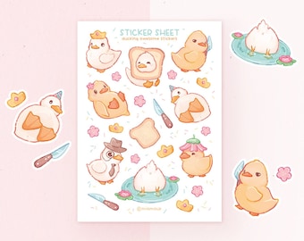 Ducking Awesome Stickers | A6 Matte or Glossy Sticker Sheet | Duck Vinyl Sticker Sheet | Journaling | Children Illustration