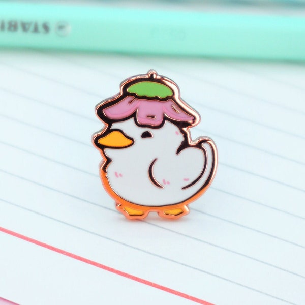 Flower Duck Enamel Pin | Cute Adventurer Hard Enamel Pin | Duckling Art | Kawaii Aesthetic Birthday Gift | Christmas Present