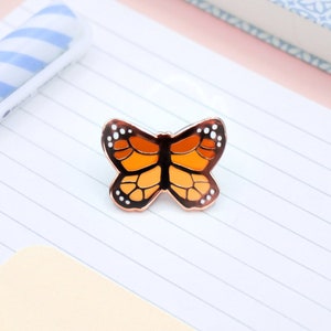 Monarch Butterfly Enamel Pin | Minimalist Hard Enamel Pin | Moth Art | Kawaii Aesthetic Birthday Gift | Christmas Present