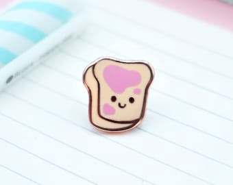 Small Jelly Toast Enamel Pin | Tiny Board Filler Hard Enamel Pin | Kawaii Art | Kawaii Aesthetic Birthday Gift | Christmas Present