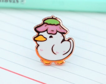 Flower Duck Enamel Pin | Cute Adventurer Hard Enamel Pin | Duckling Art | Kawaii Aesthetic Birthday Gift | Christmas Present