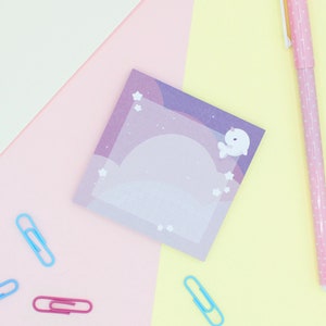 Cute Narwhal and Clouds Sticky Notepad | Pastel Stationery | Scrapbooking & Calendar Journals | Birthday Gift | Christmas Present | Miamouz