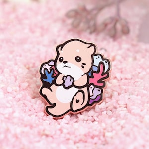 Cute Otter Pin | Mink Collectors Hard Enamel Pin Badge | Kawaii Aesthetic Birthday Gift for Her | Christmas Present