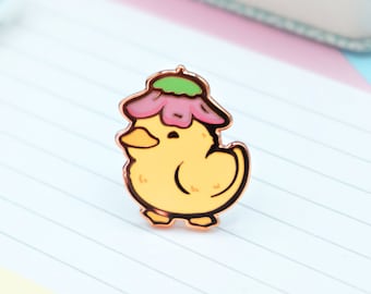 Flower Duck Enamel Pin | Cute Adventurer Hard Enamel Pin | Duckling Art | Kawaii Aesthetic Birthday Gift | Christmas Present