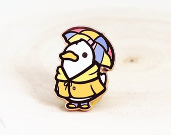 Duck in Raincoat Enamel Pin | Cute Adventurer Hard Enamel Pin | Duckling Art | Kawaii Aesthetic Birthday Gift | Christmas Present