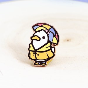 Duck in Raincoat Enamel Pin | Cute Adventurer Hard Enamel Pin | Duckling Art | Kawaii Aesthetic Birthday Gift | Christmas Present