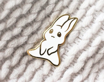 Cute White Rabbit | Bunny Collectors Gold Hard Enamel Pin Badge | Kawaii Aesthetic Birthday Gift for Her | Christmas Present