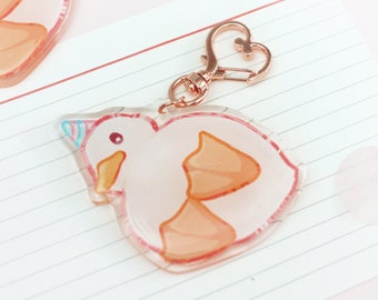 Waddling Party Duck Acrylic Keychain | Cute Animal Art | Duckling Key Charm | Aesthetic Birthday Gift for Her | Christmas Present | Miamouz