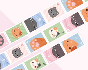 Angry Cat Stamp Washi Tape | 10m Roll | Artist Masking Tape | Decorative Planner Tape | Kawaii Calendar Journal Stationery