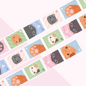 Angry Cat Stamp Washi Tape | 10m Roll | Artist Masking Tape | Decorative Planner Tape | Kawaii Calendar Journal Stationery