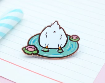 Duck Butt Duck Enamel Pin | Cute Adventurer Hard Enamel Pin | Swimming Duckling Art | Kawaii Aesthetic Birthday Gift | Christmas Present