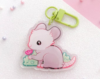 Opossum Acrylic Keychain | Cute Animal Art | Opossum Key Charm | Kawaii Mouse | Aesthetic Birthday Gift for Her | Christmas Present