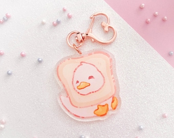 Toast Duck Acrylic Keychain | Cute Animal Art | Duckling Key Charm | Aesthetic Birthday Gift for Her | Christmas Present | Miamouz