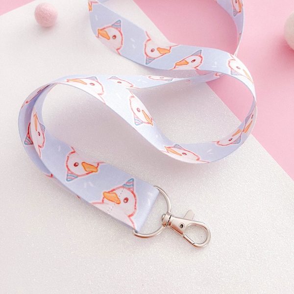 Party Duck Blue Lanyard | 90cm x 25mm | Pastel Aesthetic | Cute Artist Lanyard | Convention Artist Alley | Kawaii Accessoires