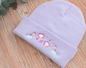 Cute Axolotl Winter Hat | Lavender Warm Beanie | Kawaii Aesthetic Birthday Gift for Her | Christmas Present for Him | Miamouz