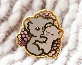 Koala Bear Mom and Child Pin | Hug Collectors Hard Enamel Pin Badge | Love Kawaii Aesthetic Birthday Gift for Her | Christmas Present