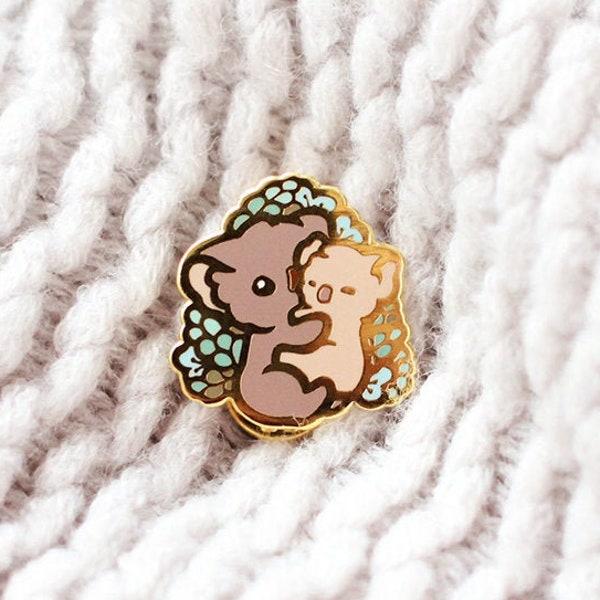 Koala Bear Mom and Child Pin | Hug Collectors Hard Enamel Pin Badge | Love Kawaii Aesthetic Birthday Gift for Her | Christmas Present