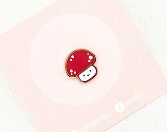 Tiny Happy Mushroom | Autumn Collectors Hard Enamel Pin Badge | Kawaii Aesthetic Birthday Gift for Her | Christmas Present for Him | Miamouz