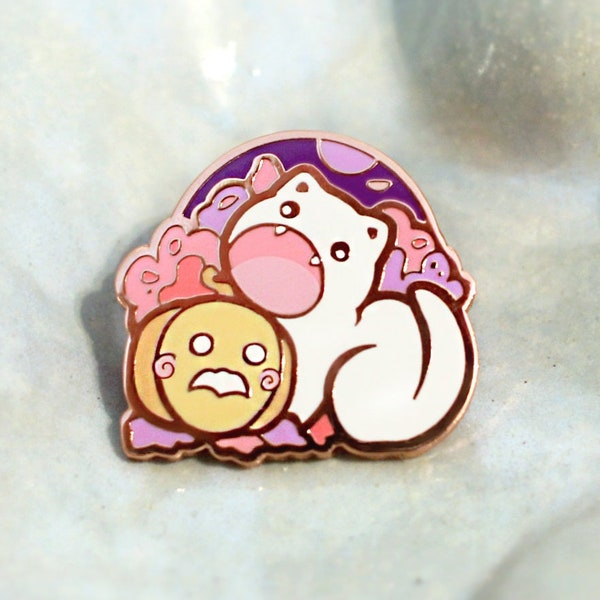 Sweet Hungry Kitty with Pumpkin Pin | Cute Halloween Hard Enamel Pin | Kawaii Birthday Gift | Christmas Present